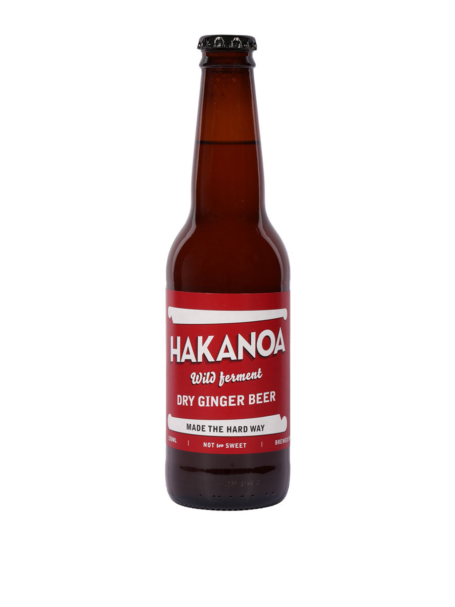 Hakanoa dry ginger beer bottle on a white background