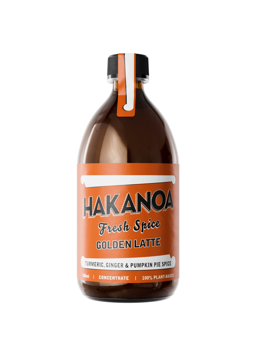Bottle of Hakanoa Fresh Spice Golden Latte on a white background